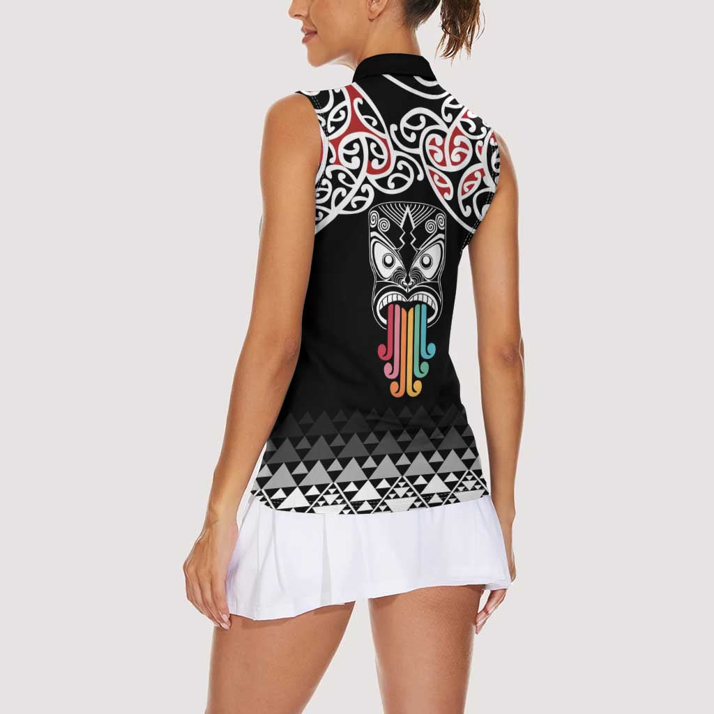Kia Kaha Te Reo Maori Women Sleeveless Polo Shirt 50 Years Mo Ake Tonu Te Reo - Polynesian Pride