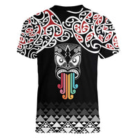 Kia Kaha Te Reo Maori Women V-Neck T-Shirt 50 Years Mo Ake Tonu Te Reo - Polynesian Pride