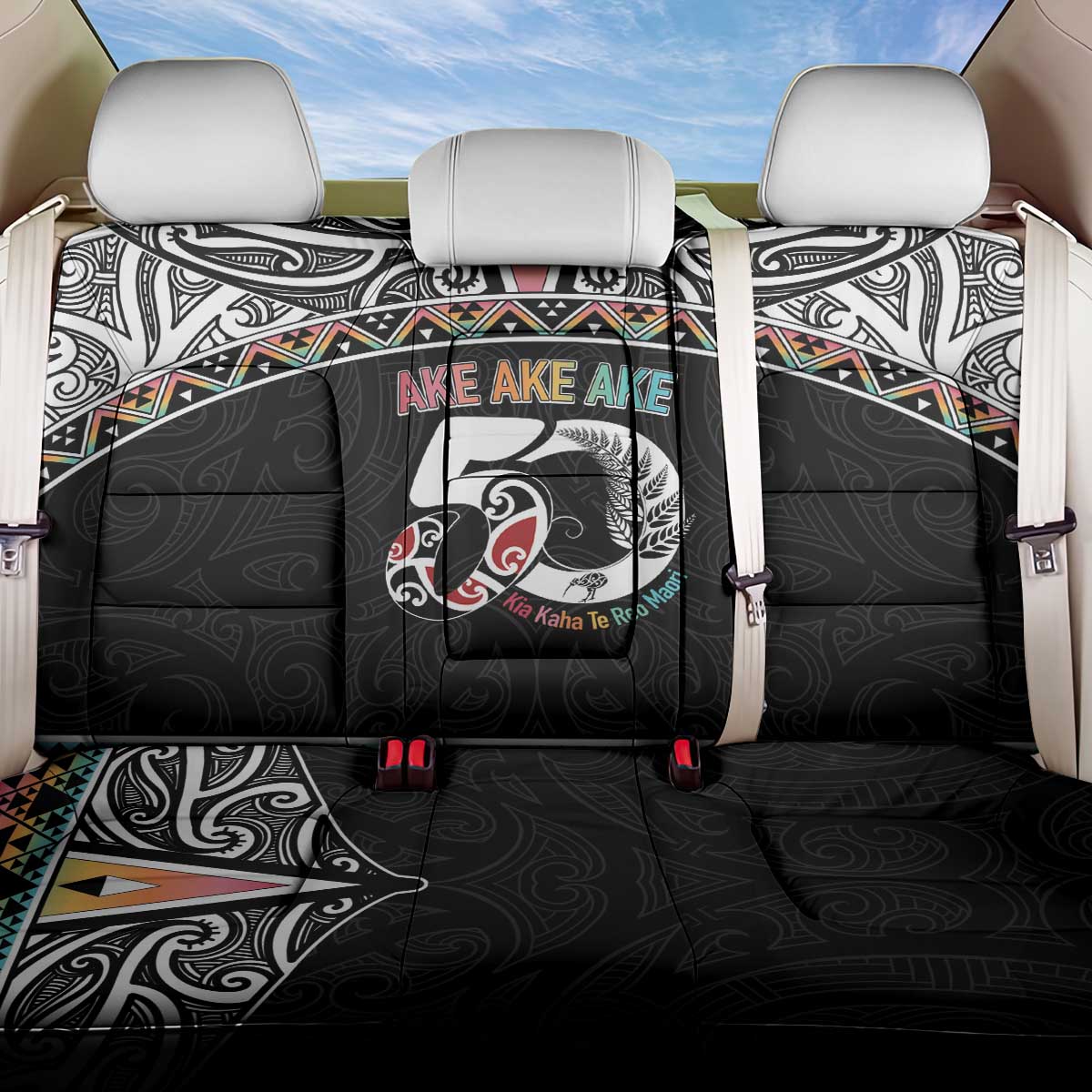 50 Years Kia Kaha Te Reo Maori Back Car Seat Cover Ake Ake Ake! - Polynesian Pride