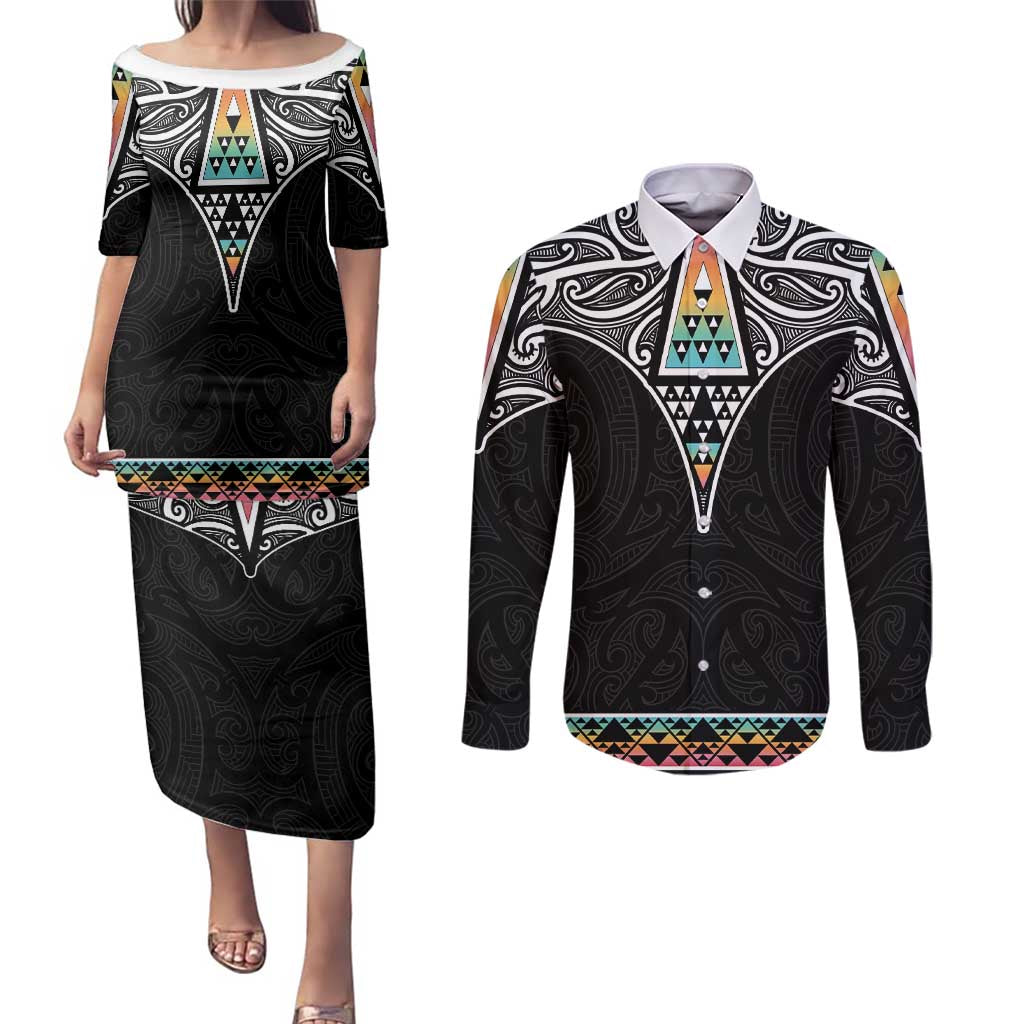 50 Years Kia Kaha Te Reo Maori Couples Matching Puletasi and Long Sleeve Button Shirt Ake Ake Ake! - Polynesian Pride