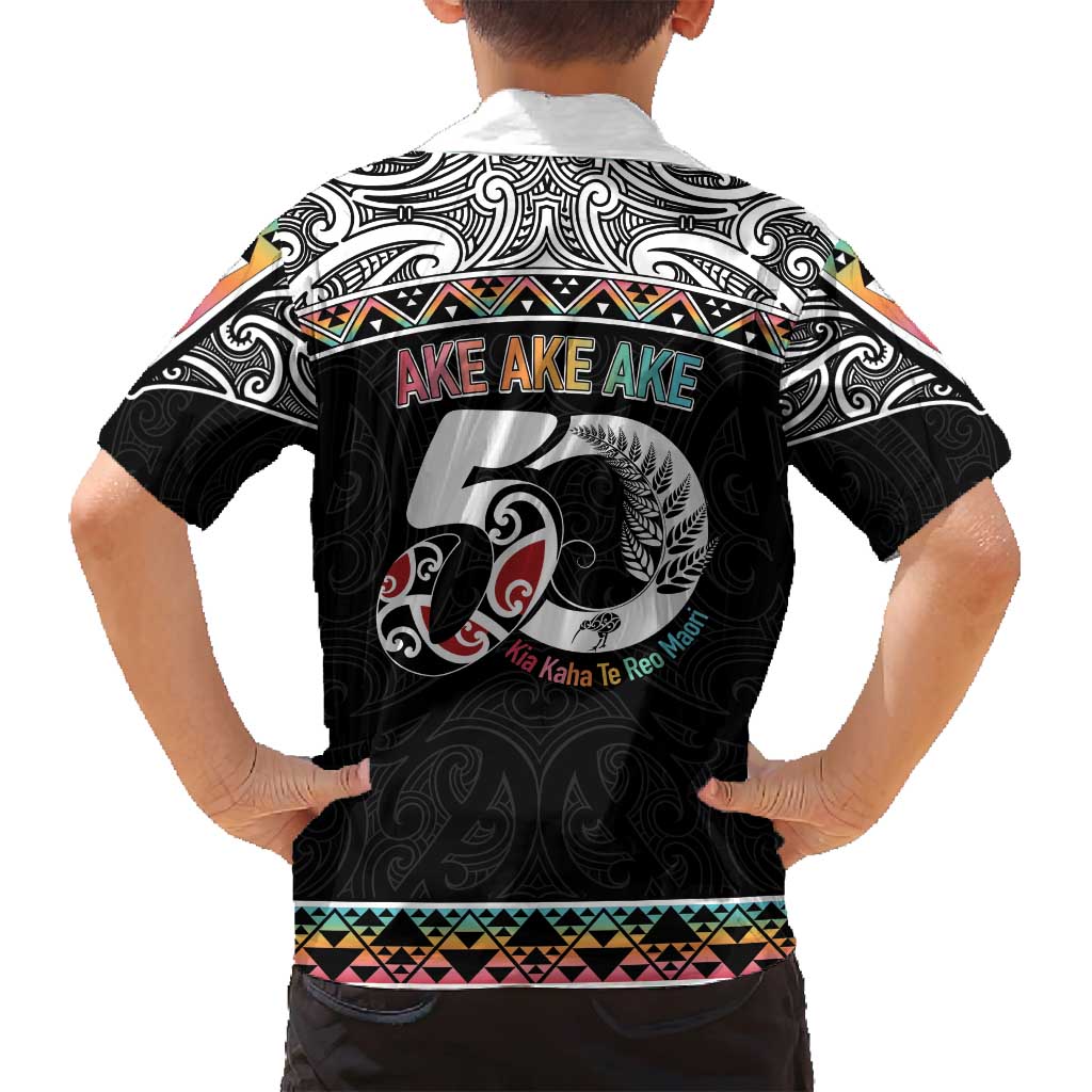 50 Years Kia Kaha Te Reo Maori Family Matching Long Sleeve Bodycon Dress and Hawaiian Shirt Ake Ake Ake! - Polynesian Pride