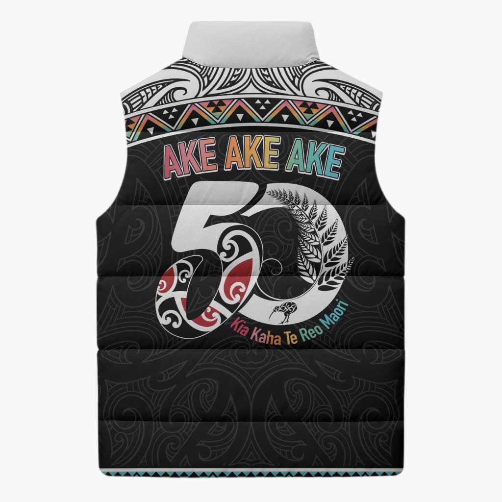 50 Years Kia Kaha Te Reo Maori Sleeveless Puffer Jacket Ake Ake Ake! - Polynesian Pride