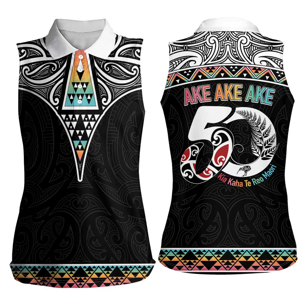 50 Years Kia Kaha Te Reo Maori Women Sleeveless Polo Shirt Ake Ake Ake! - Polynesian Pride