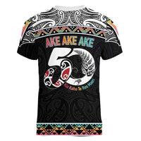 50 Years Kia Kaha Te Reo Maori Women V-Neck T-Shirt Ake Ake Ake! - Polynesian Pride