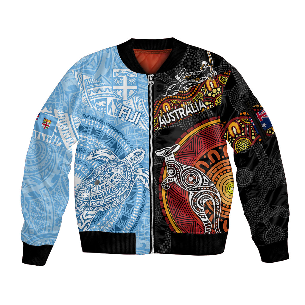 personalised-fiji-and-australia-sleeve-zip-bomber-jacket-masi-patterns-mix-aboriginal-art