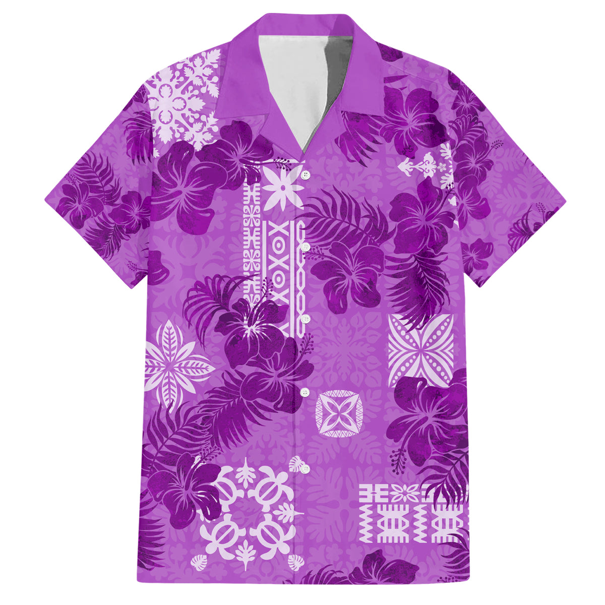 Hawaii Tapa Hawaiian Shirt Hibiscus Mix Hawaiian Quilt Patches - Violet LT7 Violet - Polynesian Pride