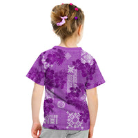 Hawaii Tapa Kid T Shirt Hibiscus Mix Hawaiian Quilt Patches - Violet LT7 - Polynesian Pride