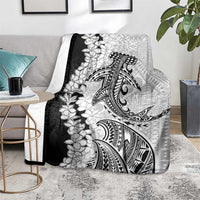 Polynesian Plumeria Lei Blanket with Hammerhead Shark