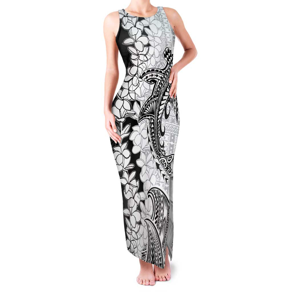 Polynesian Plumeria Lei Family Matching Tank Maxi Dress and Hawaiian Shirt with Hammerhead Shark