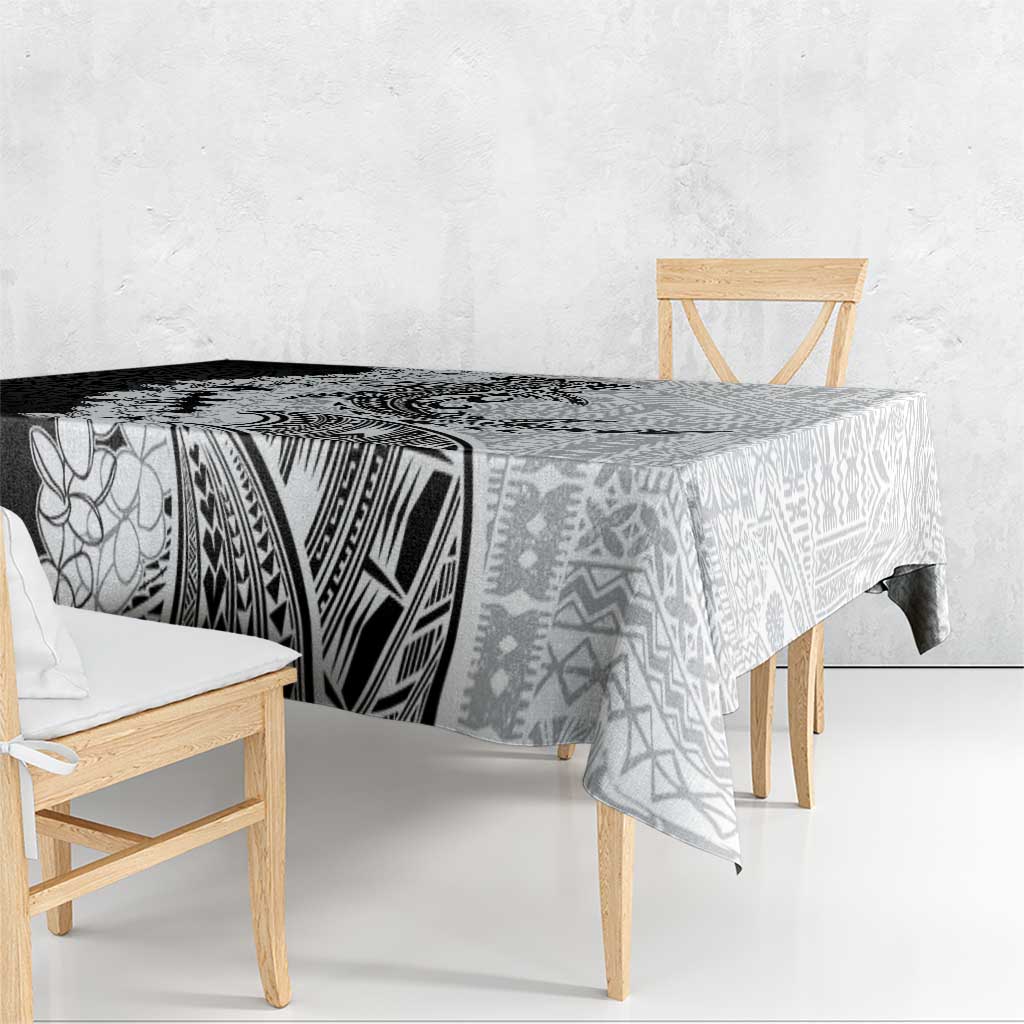 Polynesian Plumeria Lei Tablecloth with Hammerhead Shark