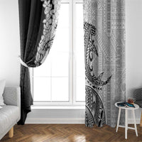 Polynesian Plumeria Lei Window Curtain with Hammerhead Shark