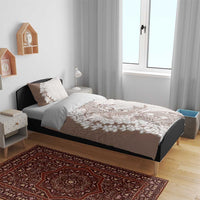 Polynesian Beige Plumeria Lei Bedding Set with Hammerhead Shark