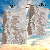 Polynesian Beige Plumeria Lei Garden Flag with Hammerhead Shark