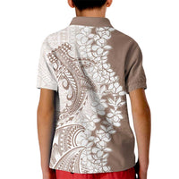 Polynesian Beige Plumeria Lei Kid Polo Shirt with Hammerhead Shark LT7 - Polynesian Pride