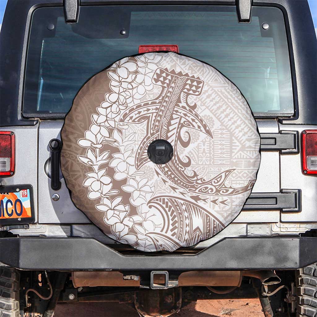 Polynesian Beige Plumeria Lei Spare Tire Cover with Hammerhead Shark LT7 Beige - Polynesian Pride