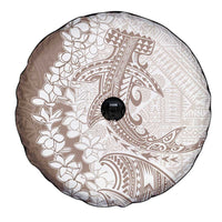 Polynesian Beige Plumeria Lei Spare Tire Cover with Hammerhead Shark LT7 - Polynesian Pride