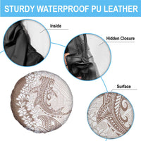 Polynesian Beige Plumeria Lei Spare Tire Cover with Hammerhead Shark LT7 - Polynesian Pride