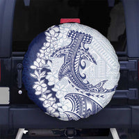 Polynesian Navy Blue Plumeria Lei Spare Tire Cover with Hammerhead Shark LT7 - Polynesian Pride