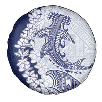 Polynesian Navy Blue Plumeria Lei Spare Tire Cover with Hammerhead Shark LT7 - Polynesian Pride