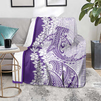 Polynesian Purple Plumeria Lei Blanket with Hammerhead Shark
