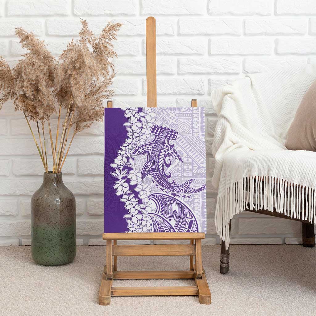 Polynesian Purple Plumeria Lei Canvas Wall Art with Hammerhead Shark