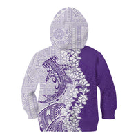 Polynesian Purple Plumeria Lei Kid Hoodie with Hammerhead Shark LT7 - Polynesian Pride