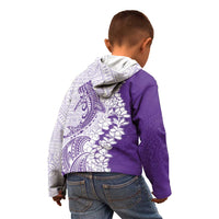Polynesian Purple Plumeria Lei Kid Hoodie with Hammerhead Shark LT7 - Polynesian Pride