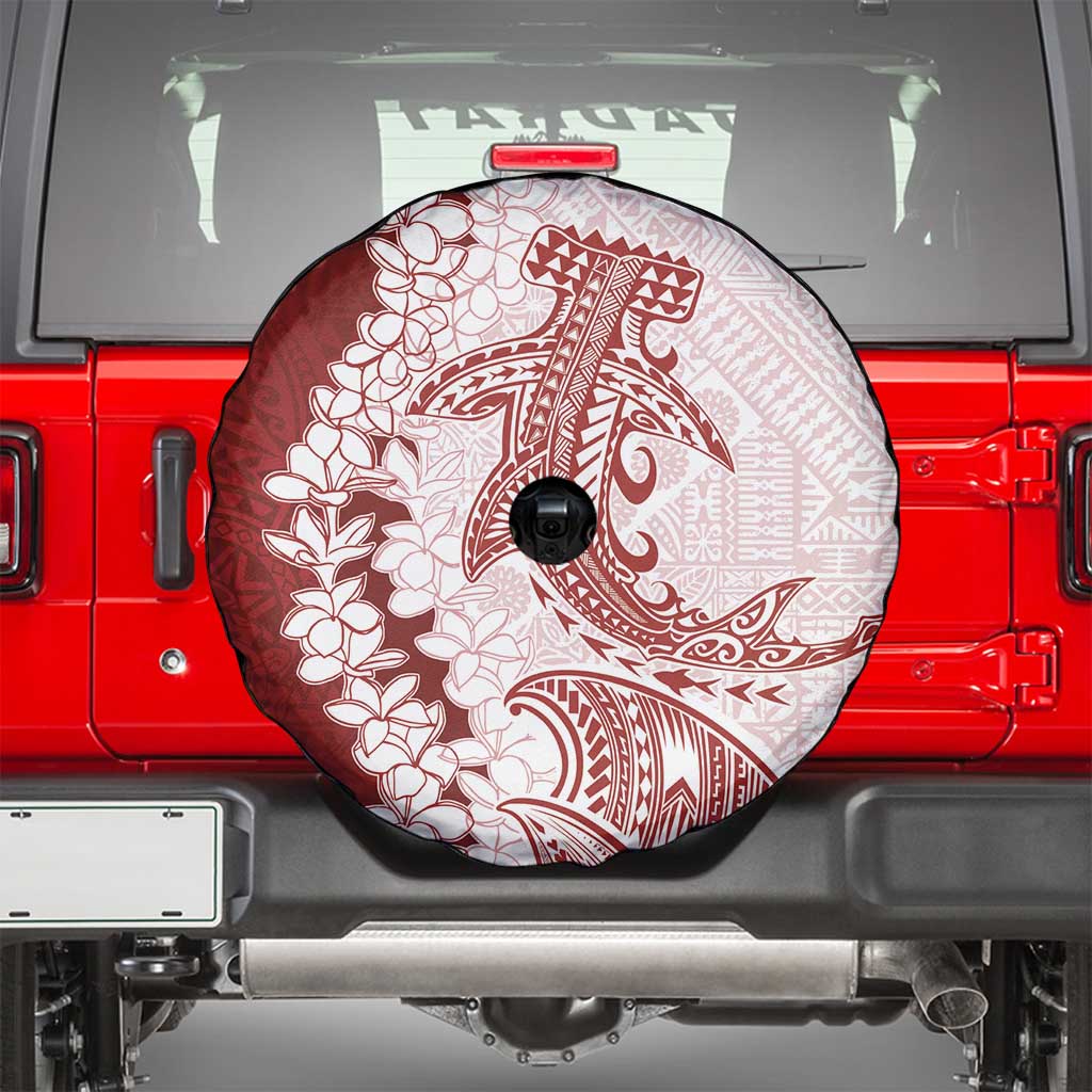 Polynesian Crimson Plumeria Lei Spare Tire Cover with Hammerhead Shark LT7 - Polynesian Pride