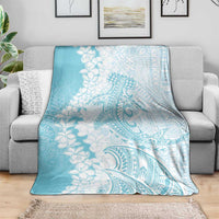 Polynesian Turquoise Plumeria Lei Blanket with Hammerhead Shark