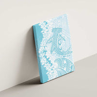 Polynesian Turquoise Plumeria Lei Canvas Wall Art with Hammerhead Shark
