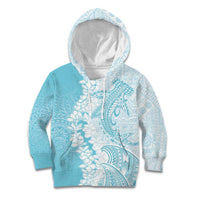 Polynesian Turquoise Plumeria Lei Kid Hoodie with Hammerhead Shark LT7 Hoodie Turquoise - Polynesian Pride