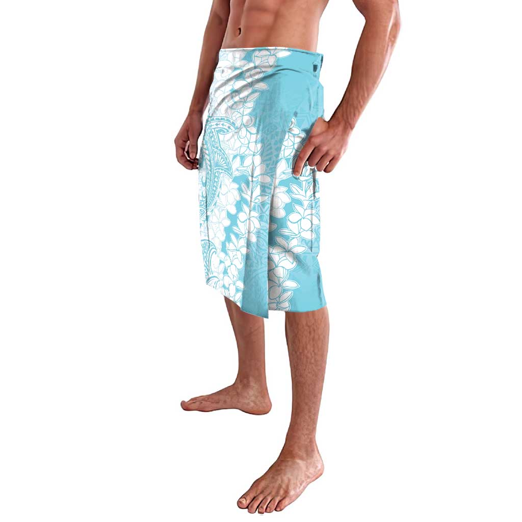 Polynesian Turquoise Plumeria Lei Lavalava with Hammerhead Shark