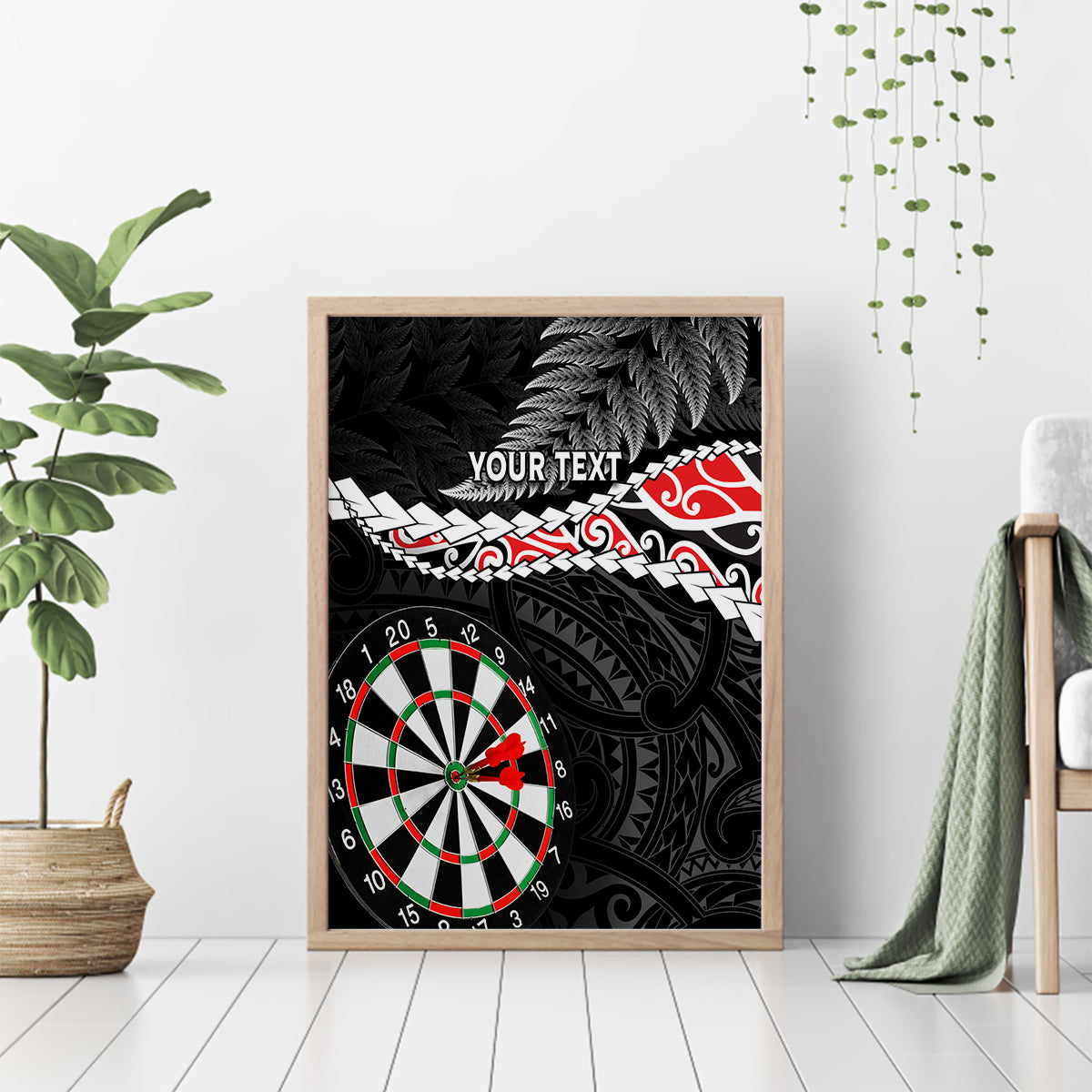 Personalised New Zealand Darts Canvas Wall Art Maori Manaia LT7 - Polynesian Pride