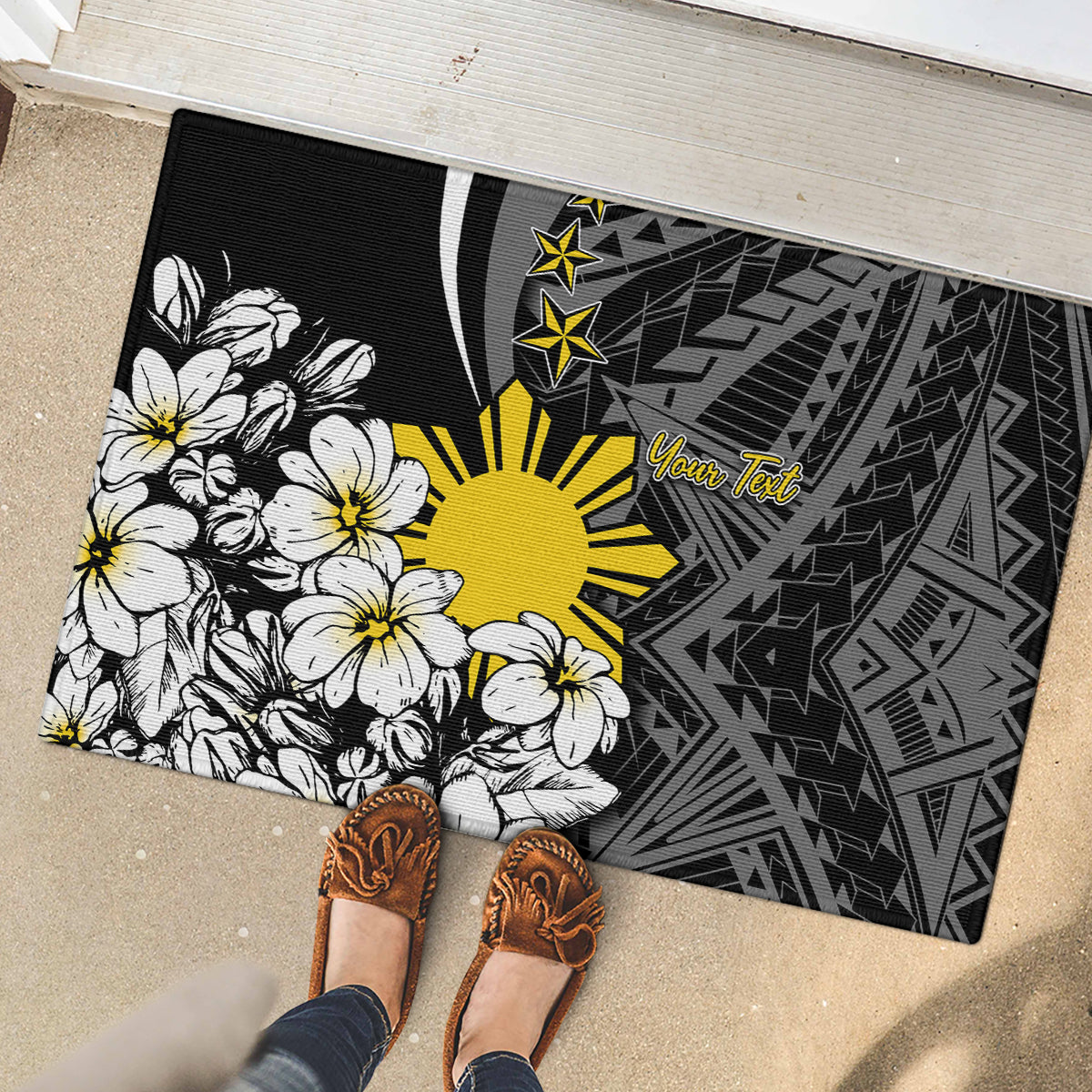 Philippines Sampaguita Personalised Rubber Doormat Women's Day