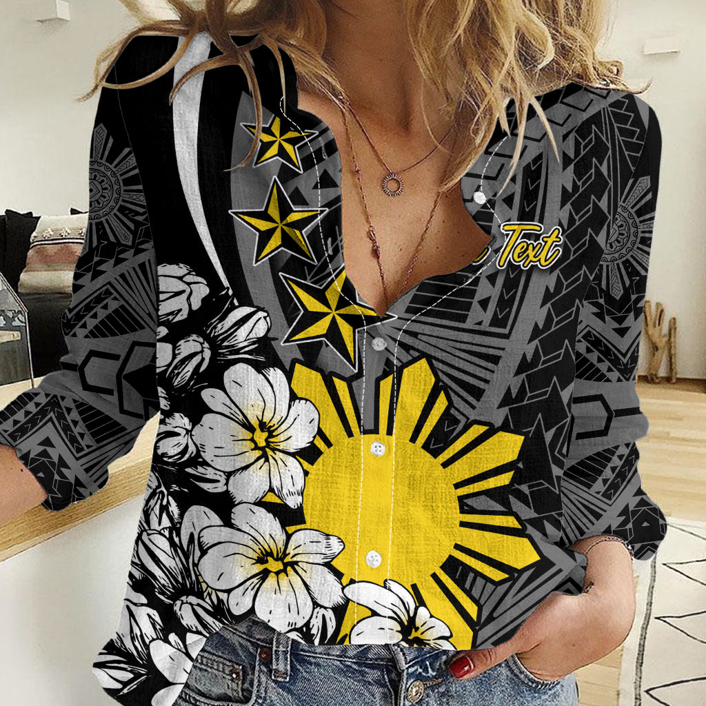 Philippines Sampaguita Personalised Women Casual Shirt Women's Day LT7 Female Black - Polynesian Pride