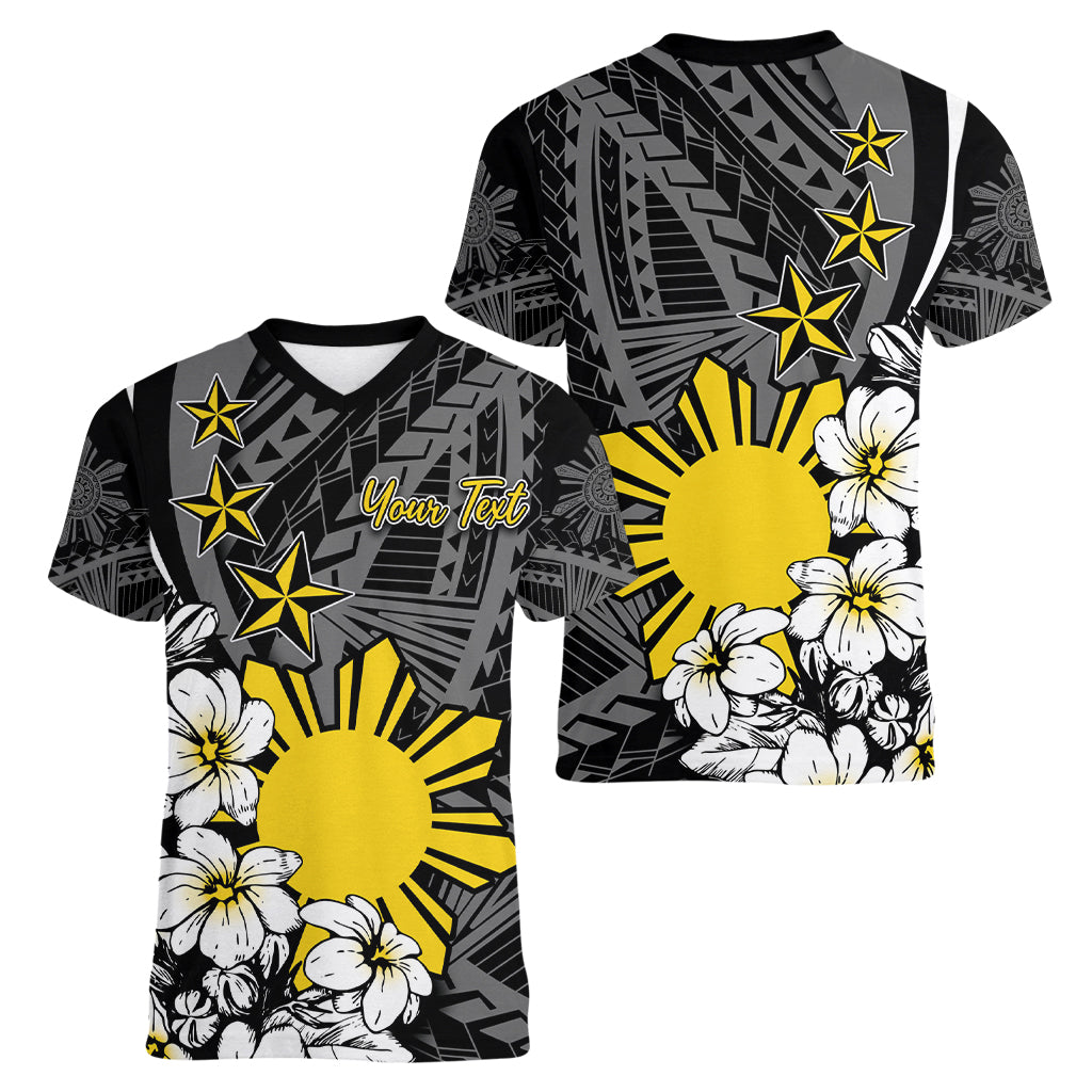 Philippines Sampaguita Personalised Women V Neck T Shirt Women's Day LT7 - Polynesian Pride