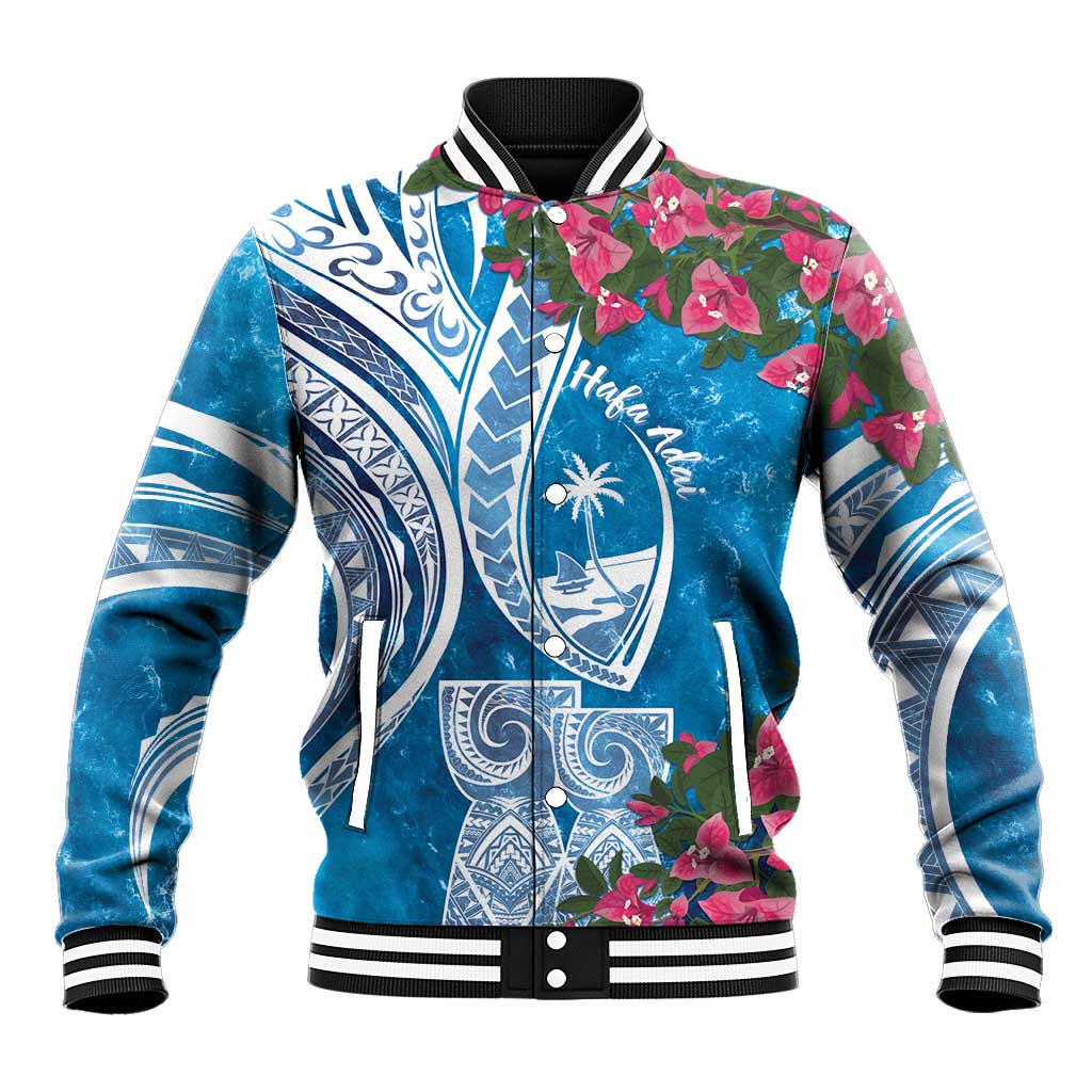 Hafa Adai Guam Baseball Jacket Crystal Waves