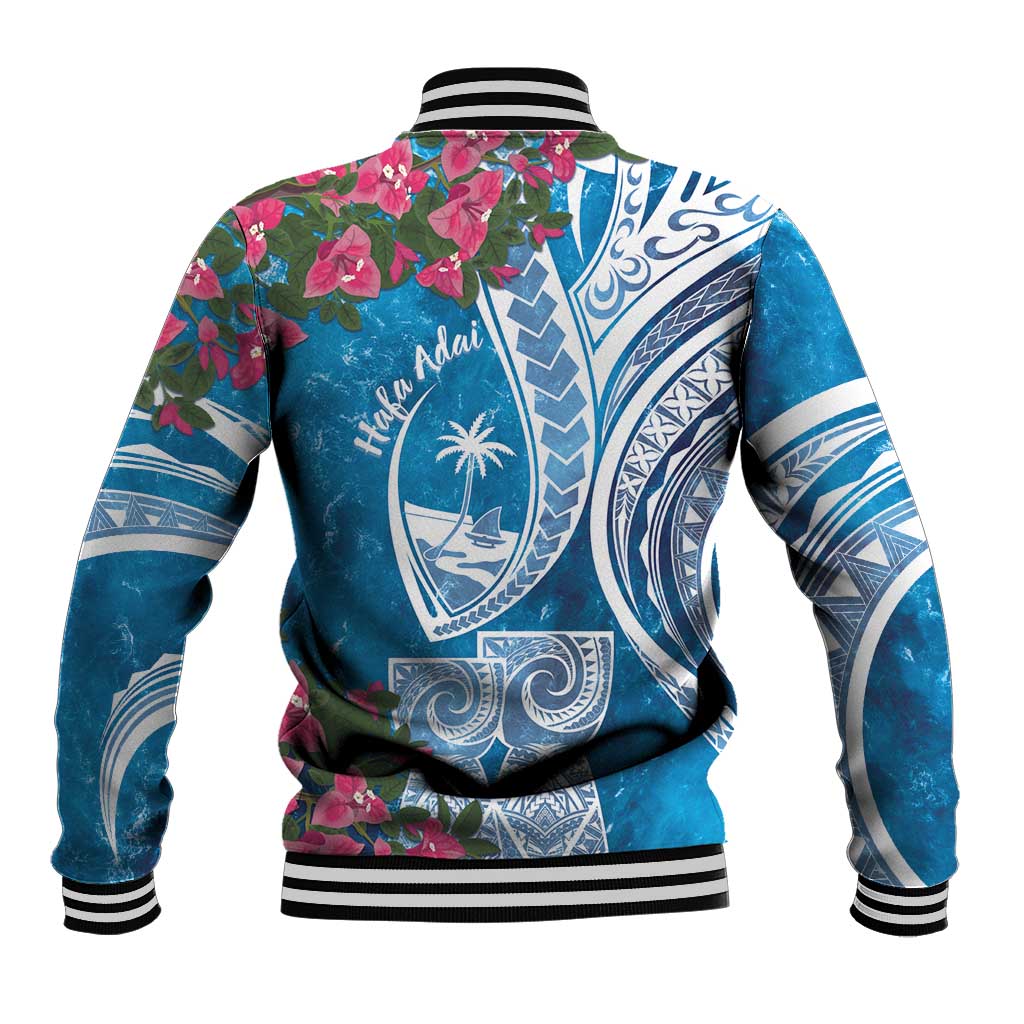 Hafa Adai Guam Baseball Jacket Crystal Waves