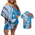 Hafa Adai Guam Couples Matching Off Shoulder Short Dress and Hawaiian Shirt Crystal Waves