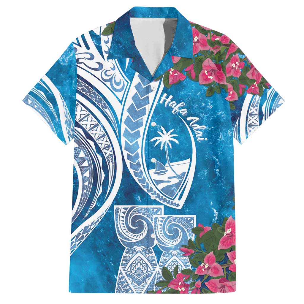 Hafa Adai Guam Family Matching Long Sleeve Bodycon Dress and Hawaiian Shirt Crystal Waves