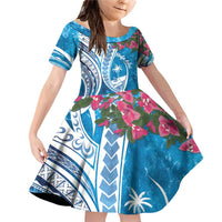 Hafa Adai Guam Family Matching Off Shoulder Short Dress and Hawaiian Shirt Crystal Waves