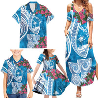 Hafa Adai Guam Family Matching Summer Maxi Dress and Hawaiian Shirt Crystal Waves