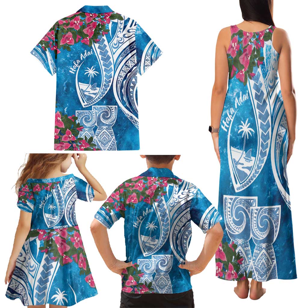 Hafa Adai Guam Family Matching Tank Maxi Dress and Hawaiian Shirt Crystal Waves