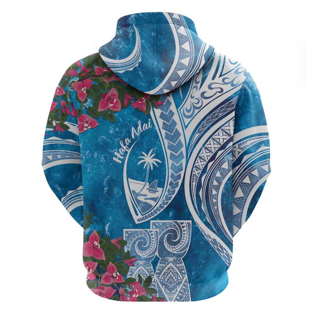 Hafa Adai Guam Zip Hoodie Crystal Waves