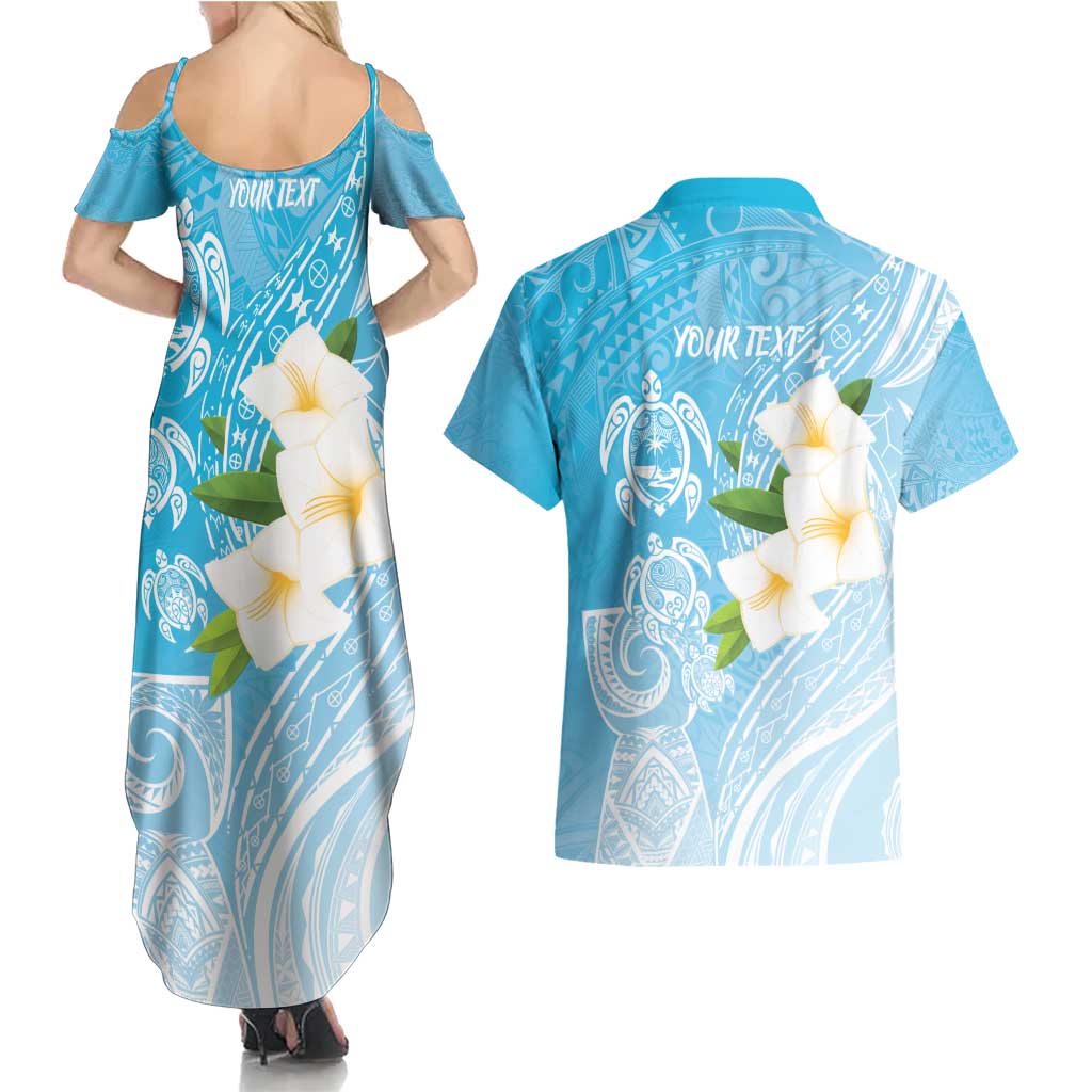 Personalized Guam Chamorro Couples Matching Summer Maxi Dress and Hawaiian Shirt Turtles and Guasali Flowers