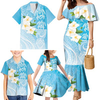 Personalized Guam Chamorro Family Matching Mermaid Dress and Hawaiian Shirt Turtles and Guasali Flowers