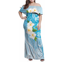 Personalized Guam Chamorro Family Matching Off Shoulder Maxi Dress and Hawaiian Shirt Turtles and Guasali Flowers