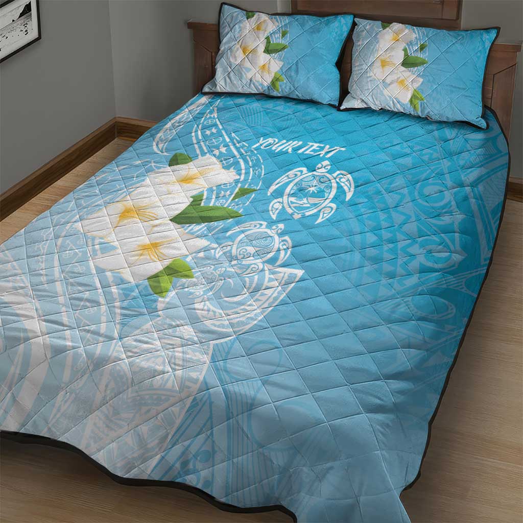 Personalized Guam Chamorro Quilt Bed Set Turtles and Guasali Flowers