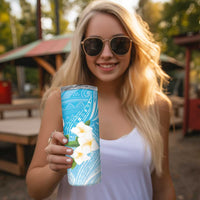 Personalized Guam Chamorro Skinny Tumbler Turtles and Guasali Flowers