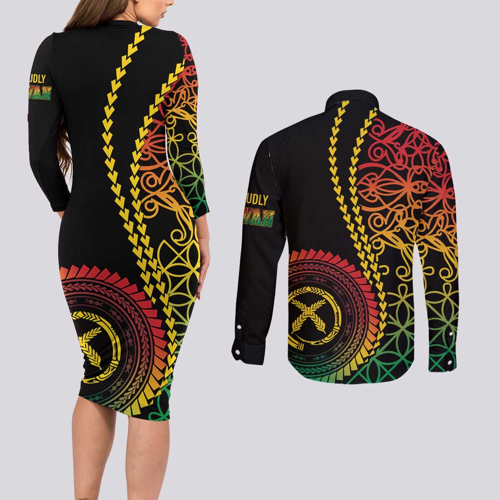 Proudly Ni-Van Sandroing Inspired Classic Style Couples Matching Long Sleeve Bodycon Dress and Long Sleeve Button Shirt